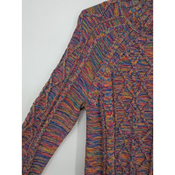 Gap Chunky Knit Sweater Women Size S Tall Pullover Fisherman Rainbow Y2K Cottage - Picture 5 of 8